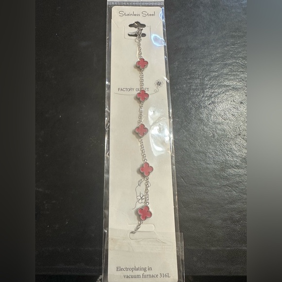 Jewelry - Stainless Steel Pink Clover Bracelet